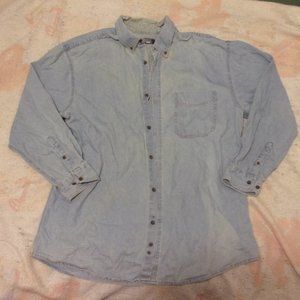 Premier International Men's Blue Jean Denim Long Sleeve Button Up Shirt XL/XG